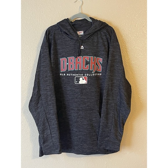 Men's 2XL NWOT Arizona Diamondbacks Majestic Ultra-Streak Team Drive Hoodie Gray